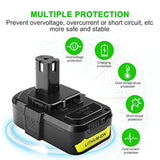 2Pack 3.8Ah P102 18V Replace For Ryobi Battery, For 18-Volt One+ Lithium Battery P104 P105 P102 P103 P107 Cordless Tools Compatible With Ryobi Batteries 18V