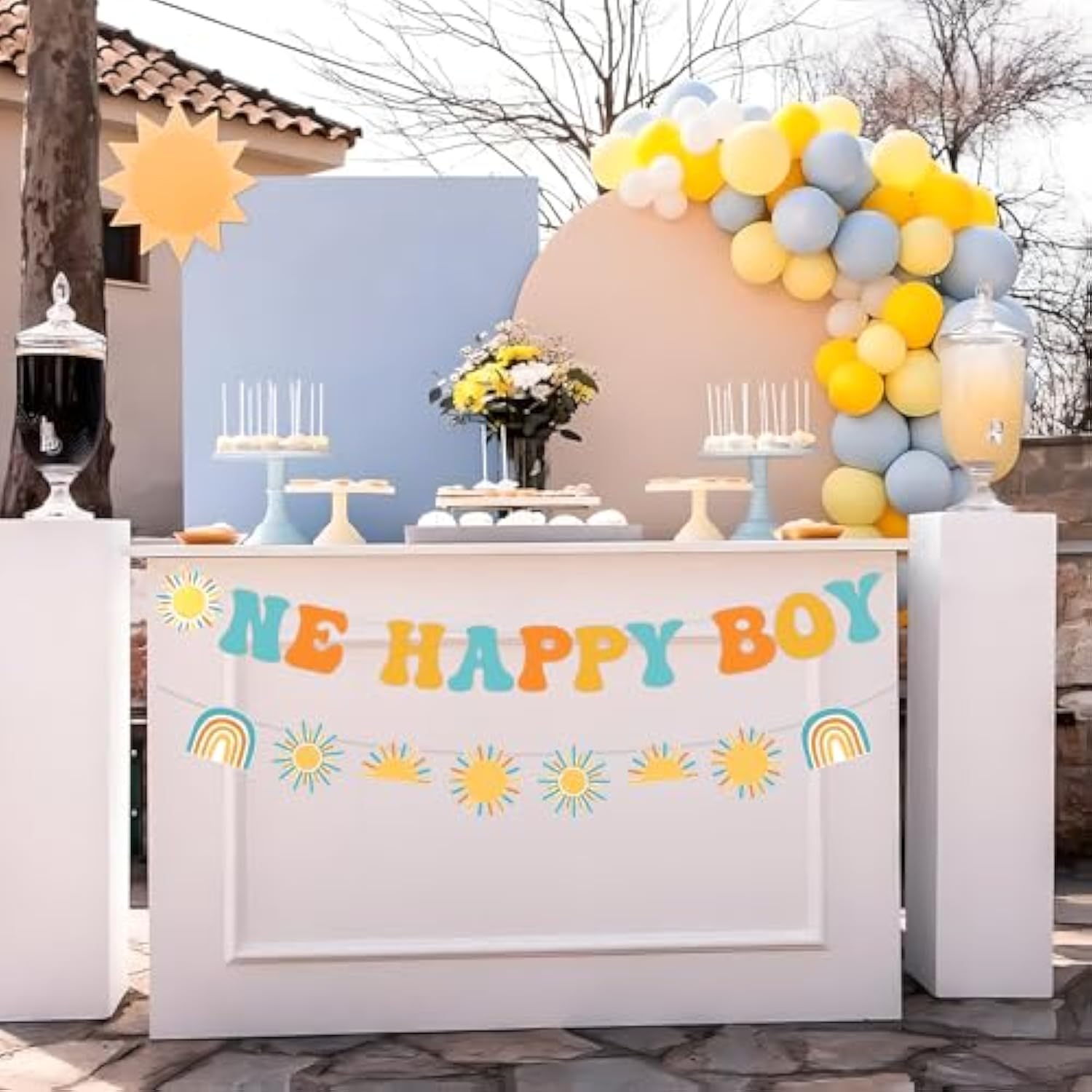 Sun Theme Banner Garland Set 1St Birthday Decorations, One Happy Boy Banner, Boho Sun Garland Accessories, You Are My Sunshine First Birthday Supplies