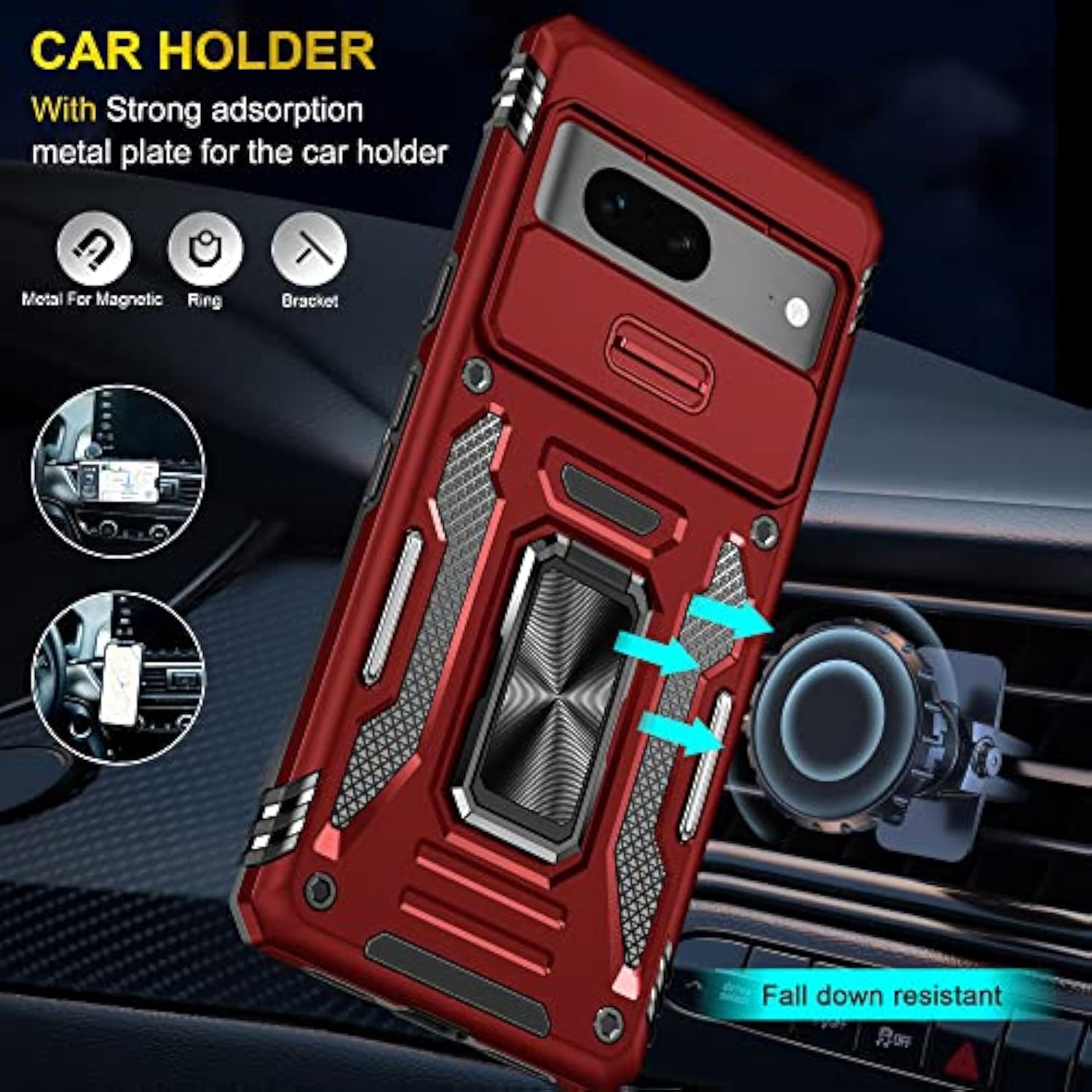 Google Pixel 7 Case with Slide Camera Cover+Screen Protector