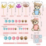 34 Pcs Gender Reveal Cake Topper - Bear Balls Cake Decorations With He Or She Cake Topper For Boys And Girls Gender Reveal Baby Shower Birthday Party Supplies