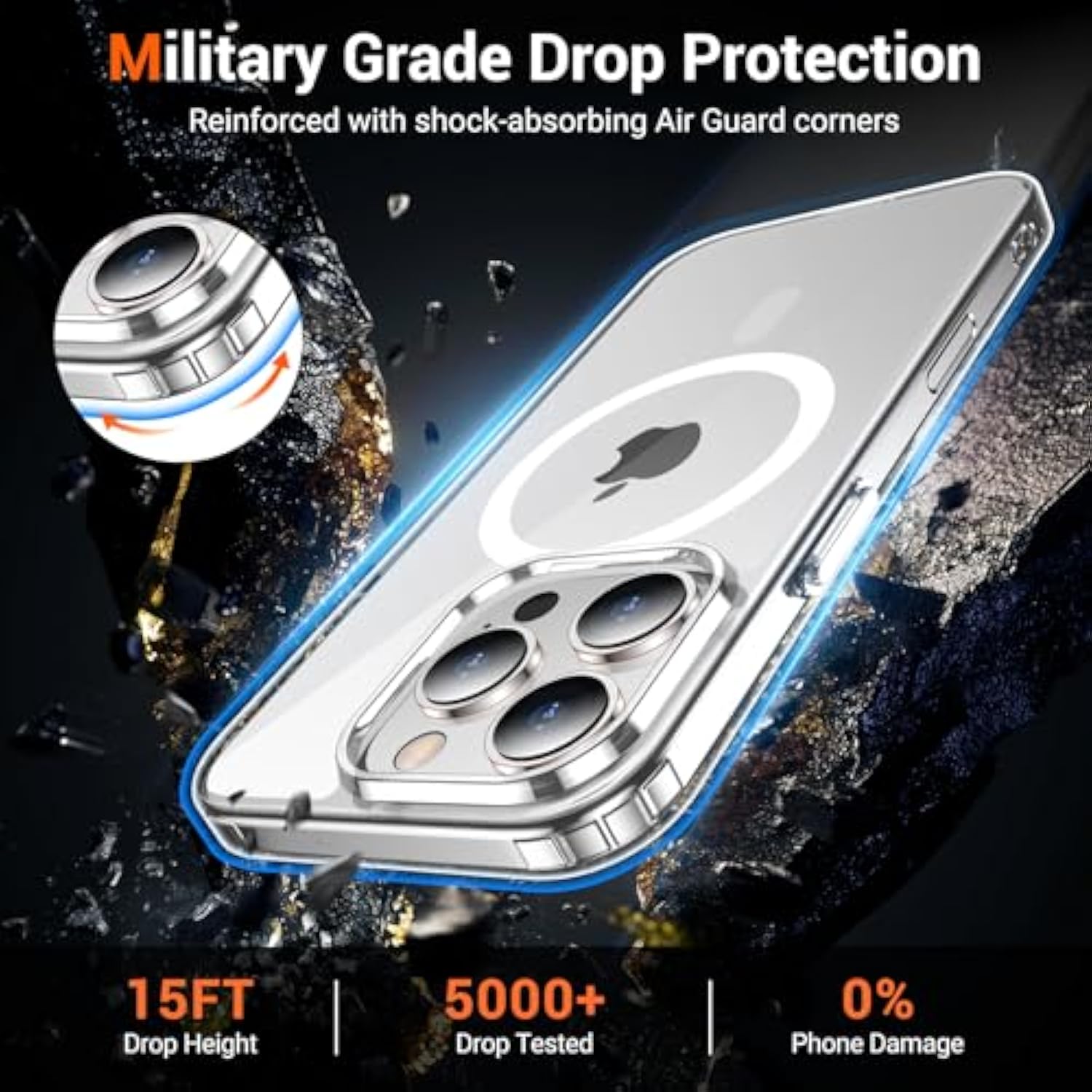 For Iphone 16 Pro Case Clear, [Compatible With Magsafe][Anti-Yellowing][Military-Grade Protection] Shockproof Slim Magnetic Phone Case For Iphone 16 Pro, Transparent