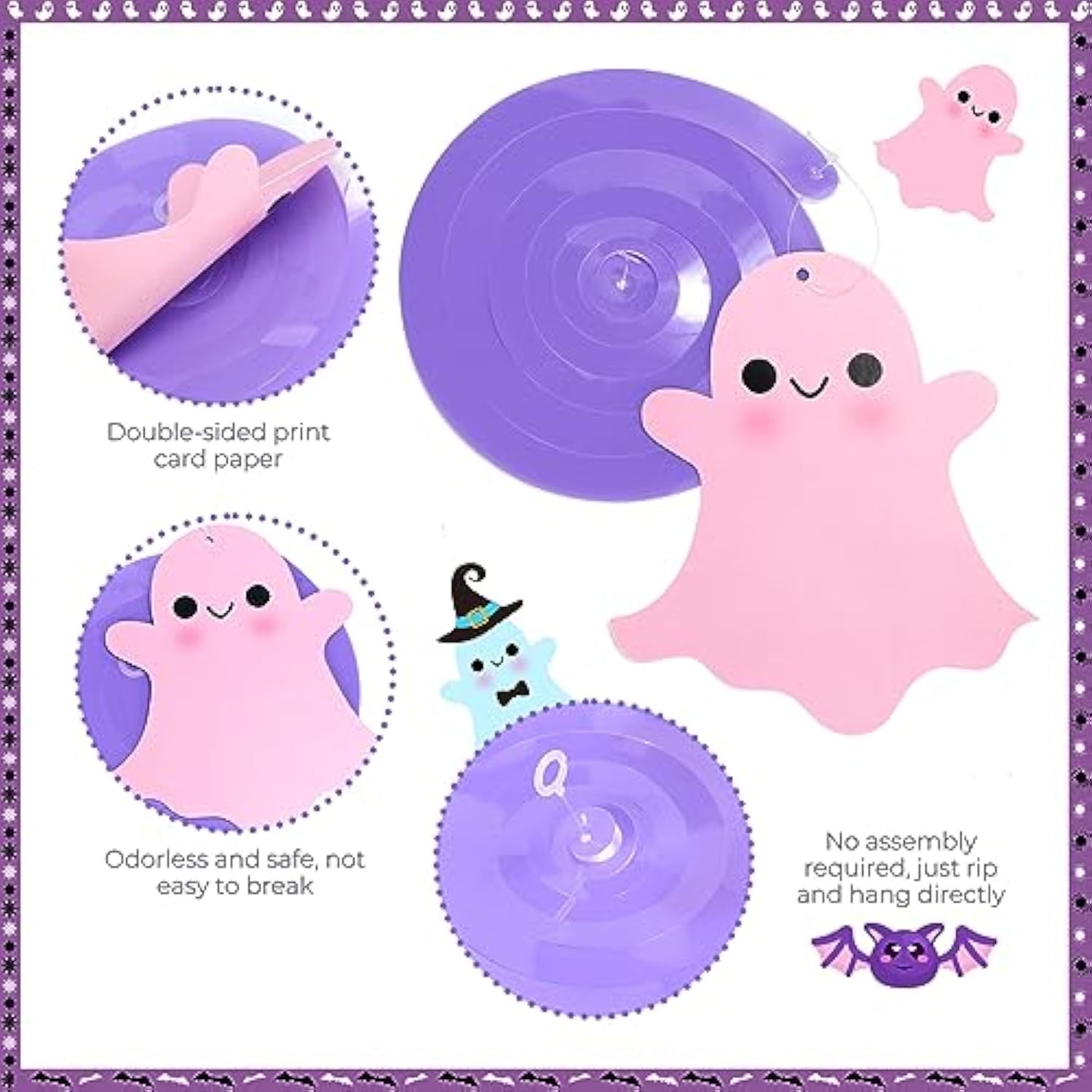 20pcs Halloween Hanging Swirls, Colorful Ghost Foil Ceiling Decorations for Party