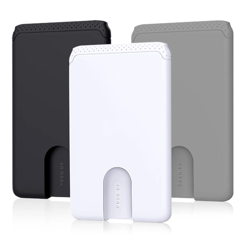 3-Pack Ultra Slim Stick-On Phone Wallet, Anti-Lost Design - Black, White, Grey