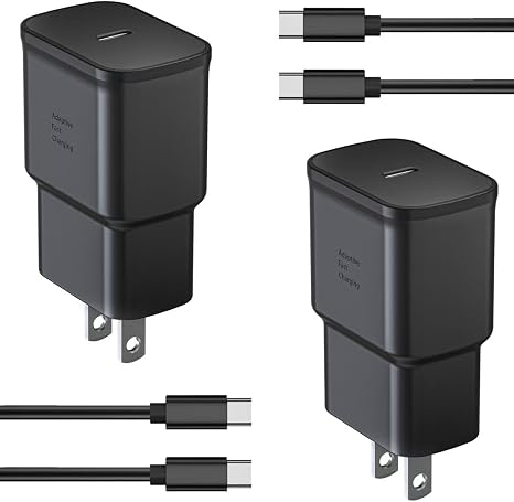 2 Pack 25W USB C Fast Charger with 6FT Cable for Samsung Galaxy Google Pixel iPhone