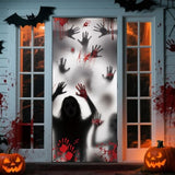 Halloween Door Cover 79x35 Inch Scary Zombie Hands Banner Haunted House Decor
