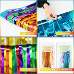 Rainbow Photo Booth Props 4 Packs Rainbow Party Decorations 13.2X6.6 Ft Foil Fringe Curtains Tinsel Metallic Streamers Holiday Backdrop For Birthday Easter Engagement Bridal Shower Pride