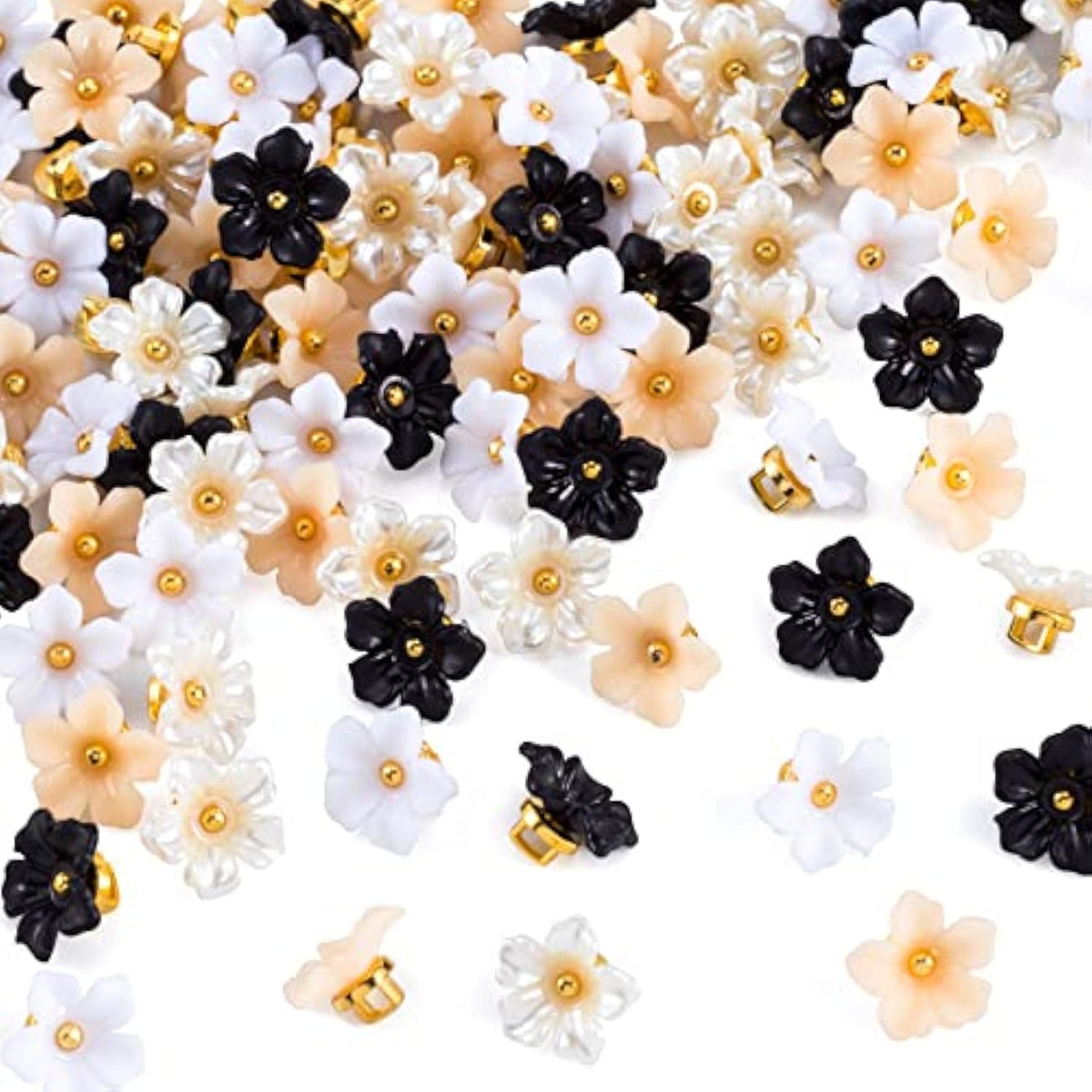 100 Pack 13Mm Resin Flower Shape Sewing Buttons For Crafts Making, Clo