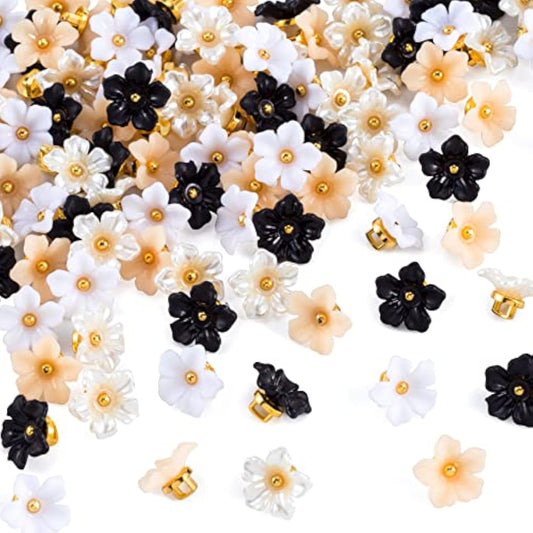 100 Pack 13Mm Resin Flower Shape Sewing Buttons For Crafts Making, Clo