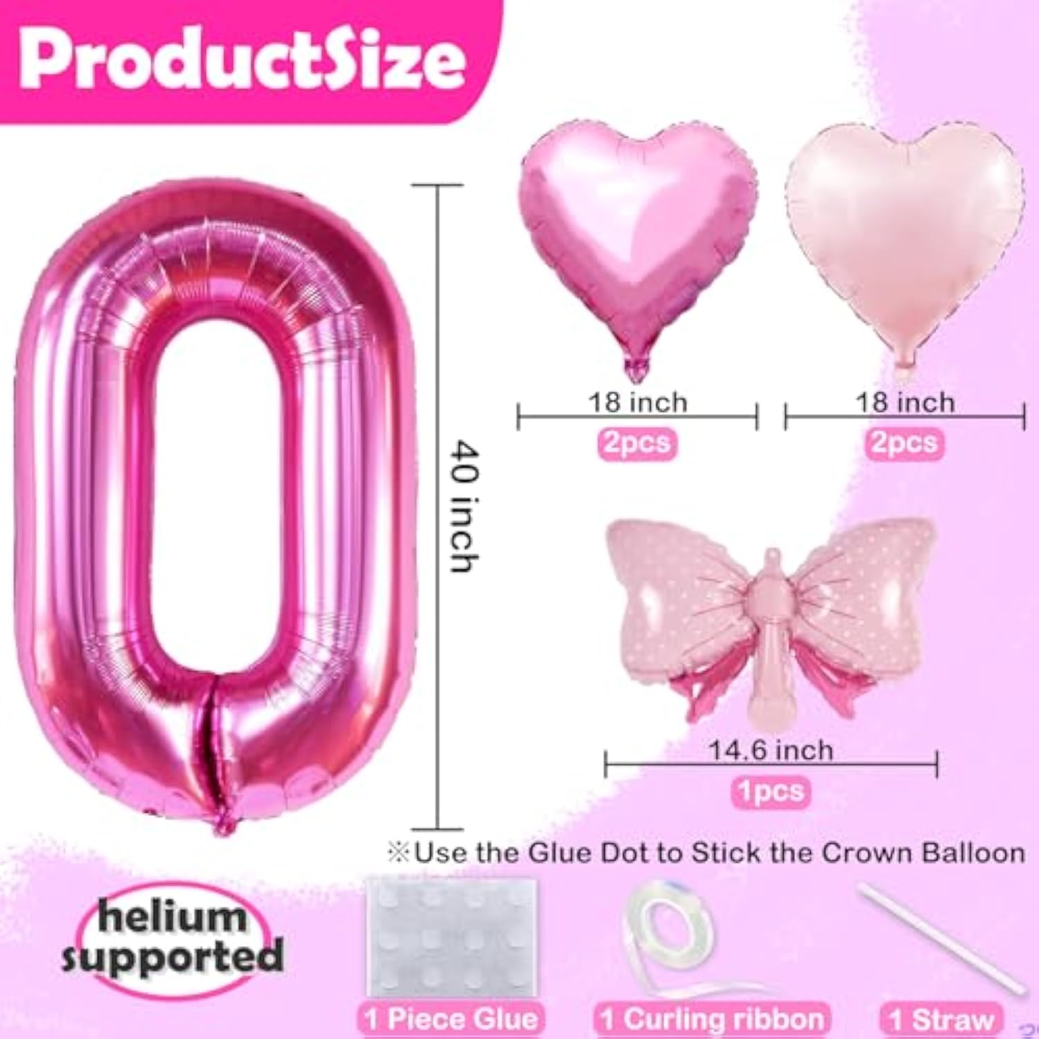 40 Inch Huge Pink 3 Balloon For Girls, Foil Mylar Helium Pink 3 Balloon Number For Girls 3Rd Birthday Little Miss Threenager Birthday Decorations, Celebrations Party Supplies Favors Backdrops