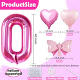 40 Inch Huge Pink 3 Balloon For Girls, Foil Mylar Helium Pink 3 Balloon Number For Girls 3Rd Birthday Little Miss Threenager Birthday Decorations, Celebrations Party Supplies Favors Backdrops