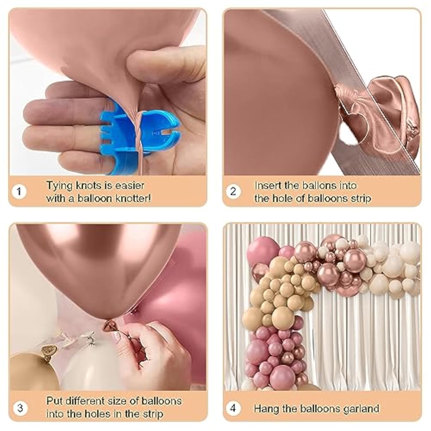 Boho Baby Shower Balloon Arch Kit: Pumpkin Pink, Rose Gold, 156 Piece