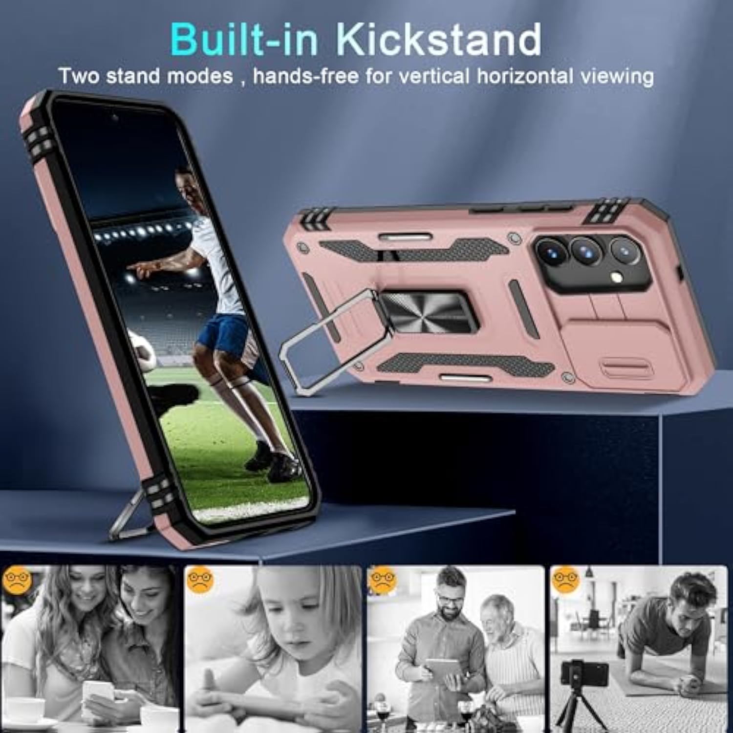 Samsung Galaxy S25+ Plus Case with Slide Camera Cover, Screen Protector, Kickstand