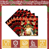 50Pcs O Holy Night Jesus Paper Napkins - Happy Birthday Jesus Decorations Christmas Jesus Birthday Party Supplies Disposable Luncheon Dinner Napkins 6.5" X 6.5"