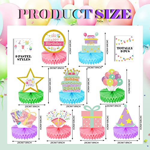 9 Pieces Birthday Honeycomb Centerpiece Table Decorations Pastel