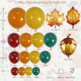 Fall Balloon Arch Kit: Orange, Yellow, Green, Burgundy Balloons, Leaf Decor