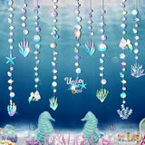 Iridescent Under The Sea Party Decorations Holographic Bubble Garlands Decoration Mermaid Birthday Decor For Ocean Theme Sea Shell Baby Shower Summer Beach Pool Nautical Theme Party Supplies
