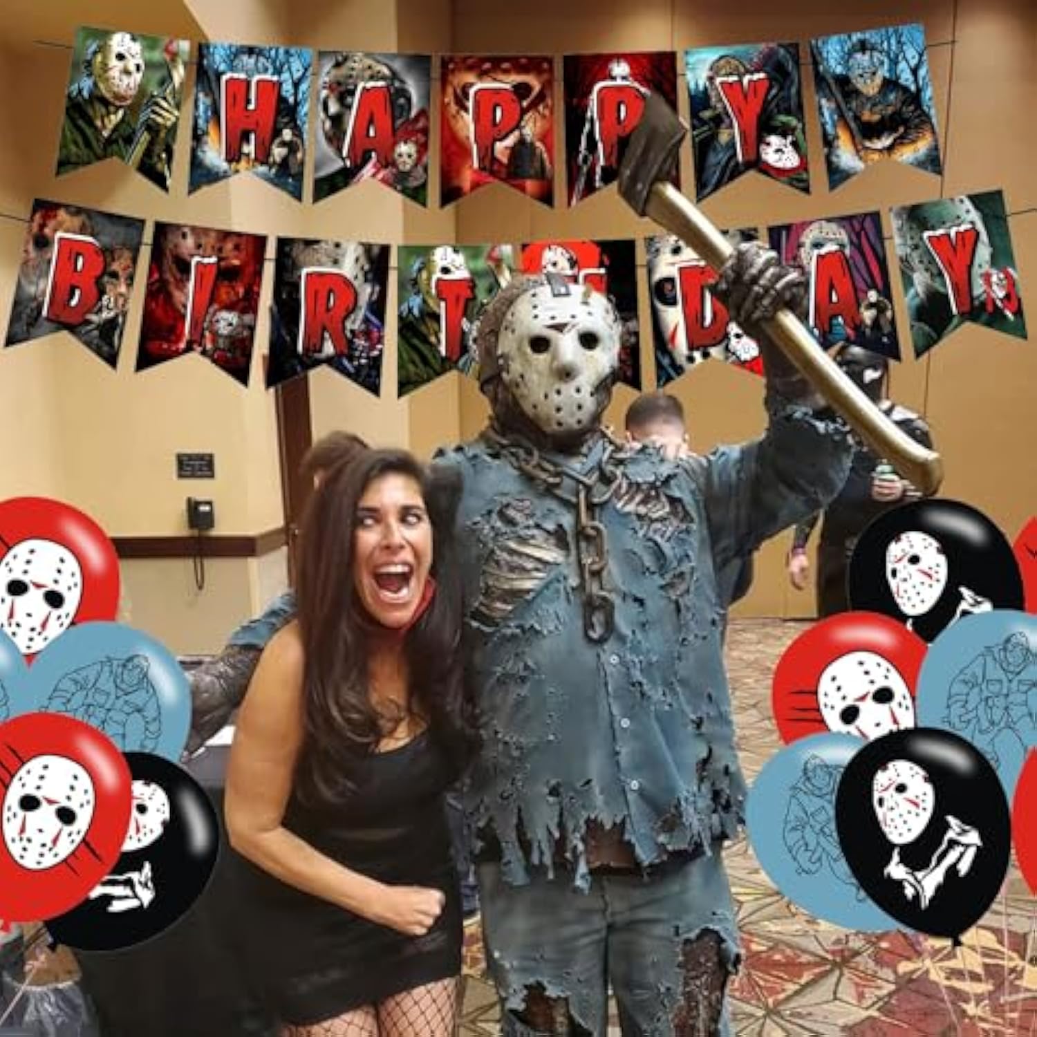 Friday the 13th Party Supplies Horror Jason Banner Cake Toppers Balloons Decor