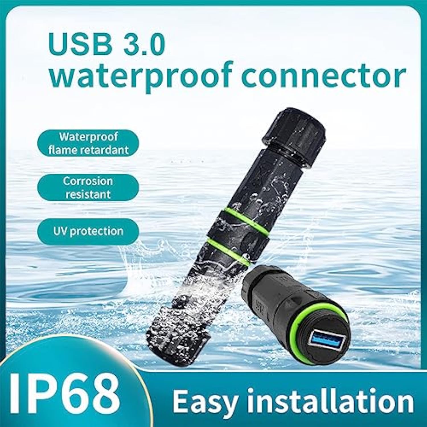 2Pcs Usb 3.0 Panel Mount Coupler,Outdoor Waterproof Usb Pass Through Adapter,