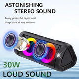Portable Bluetooth Speaker With Lights, 30W Stereo Sound, Bass Boost, Ipx5 Waterproof, 20H Playtime, Built-In Mic, Speakers Bluetooth Wireless For Home, Party, Outdoor, Travel(Black)