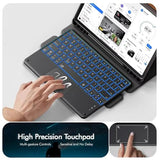 Wireless Backlit Bluetooth Keyboard With Touchpad,10 Inch Ultra Slim 7 Colors Backlit Portable Rechargeable Keyboard With Trackpad For Ipad/Ipad Pro Ios Android Tablets Windows Laptop Pc(Black)