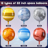 12 Pcs Space Balloons 22 Inch Large 4D Galaxy Planet Balloons World Map Globe Inflatable Earth Outer Space Party Decorations for Travel Theme Party Birthday Earth Day
