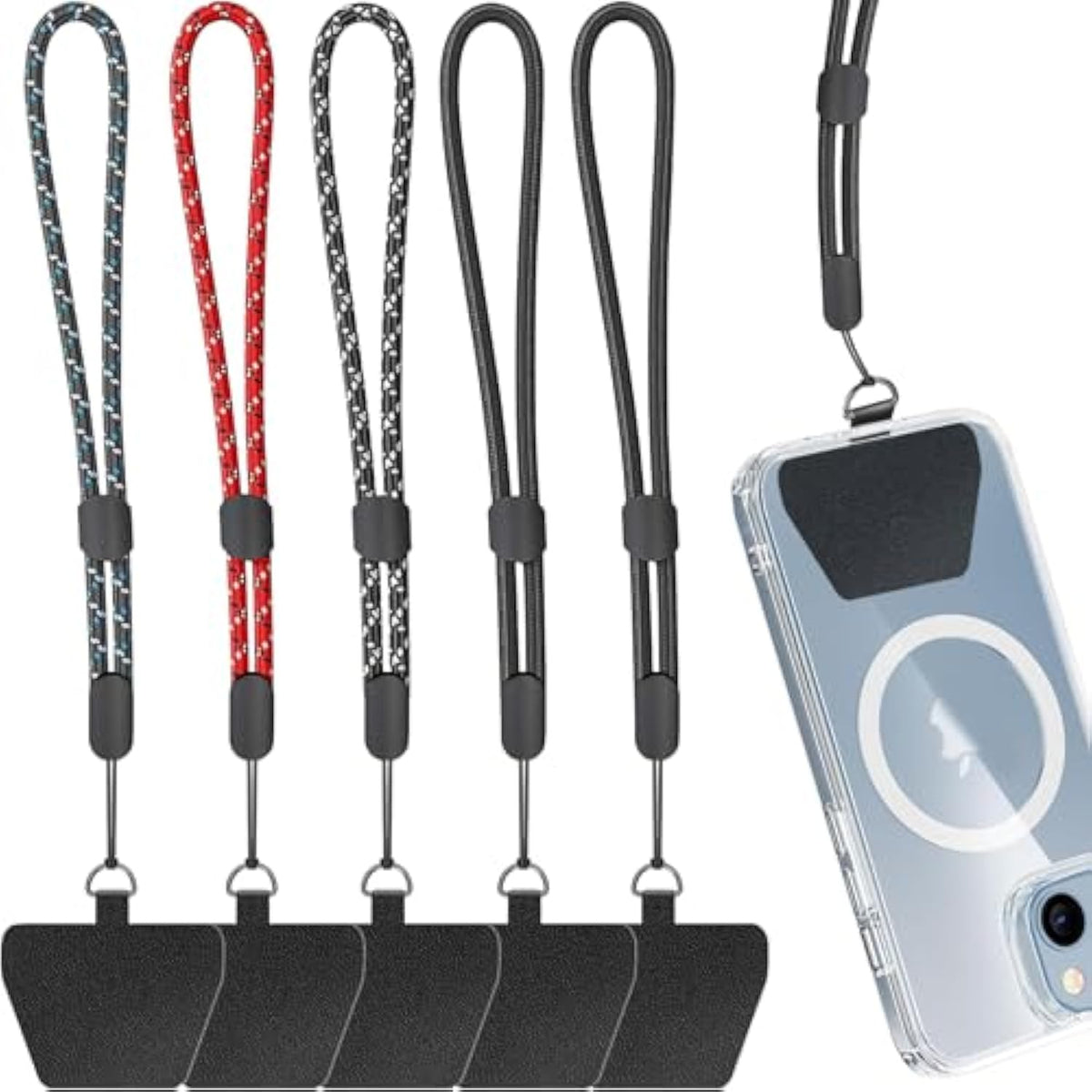5-Pack Adjustable Cell Phone Lanyard Wrist Strap with Tether Tab