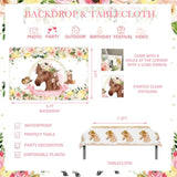 Horse Party Decorations For Girl, Floral Pink Brown Horse Western Themed Birthday Decorations Backdrop Balloon Garland Cutout Happy Birthday Banner Tablecloth Cake Cupcake Topper