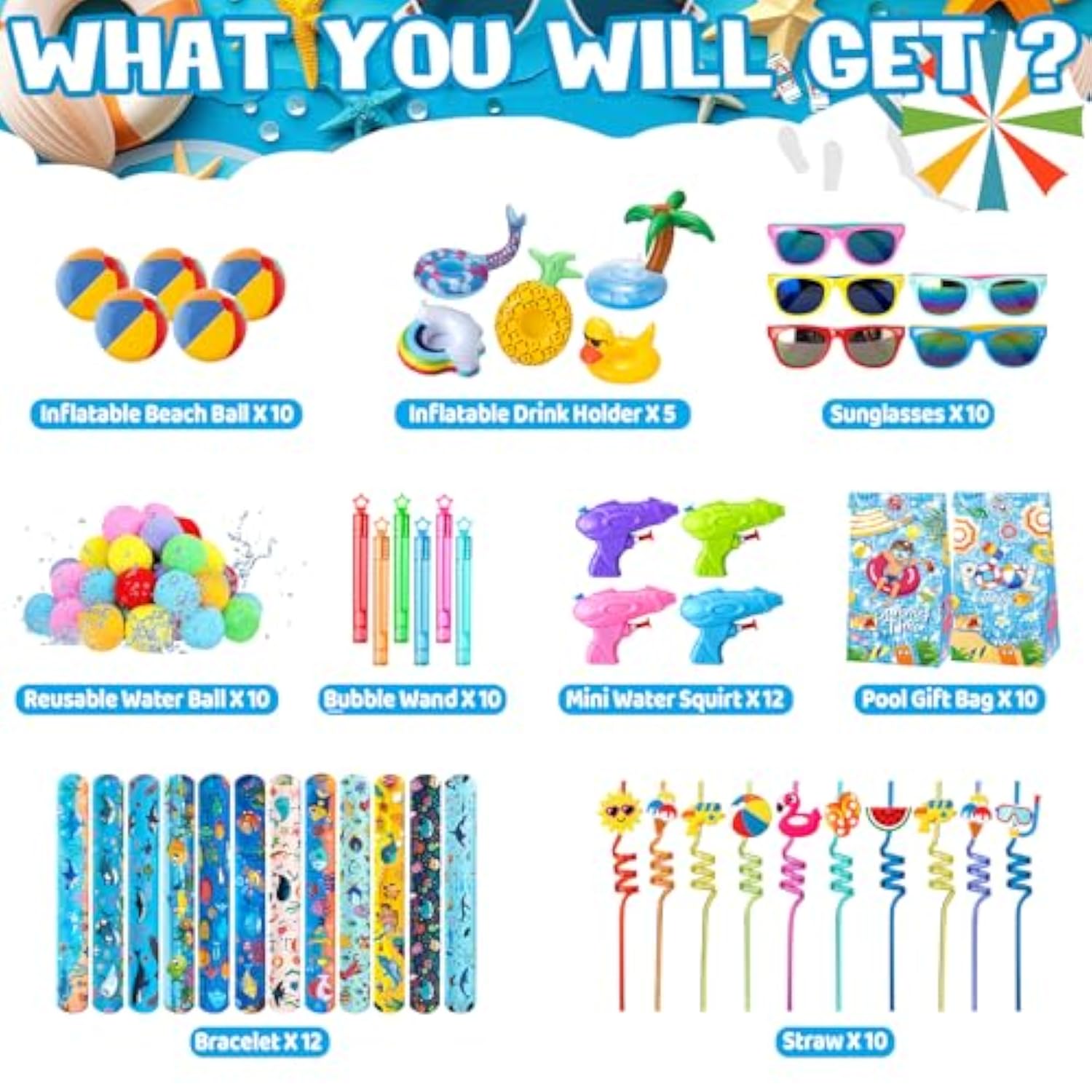 Pool Party Favors, 85 Pcs Beach Party Favors Party Bag Stuffers For Kids, And More For Summer Party Favors, Luau Party Favors, Birthday Party Supplies