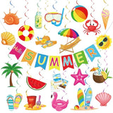 Summer Party Decorations Hello Summer Banner Beach Hanging Swirls Streamers Beach Pool Theme Decorations For Home School Classroom Office Pool Holiday Party Supplies
