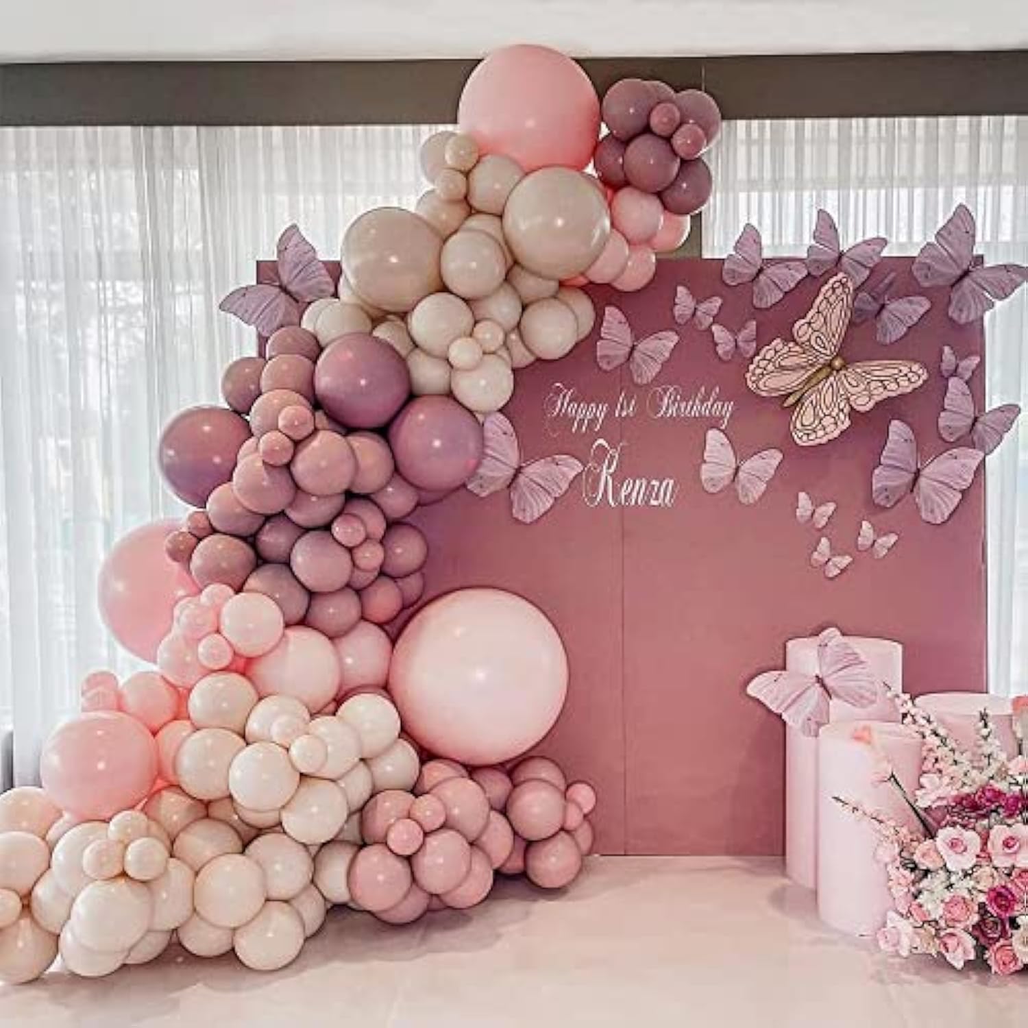145Pcs Dusty Pink Purple Balloon Garland Arch Kit Pinkish Purple Lilac