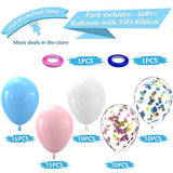 Pink Blue White Balloons,60 Pcs 12 Inch Pink Blue And White Pastel Gold Blue Confetti Latex Balloons With 2Rolls 33Ft Ribbon For Birthday Baby Shower Gender Reveal Party Supplies And Decorations