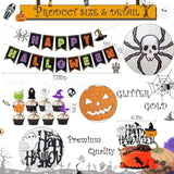 110 Pc Halloween Party Decoration Kit – Banner, Balloons, Tablecloth, Cutouts & Cake Supplies for Birthday