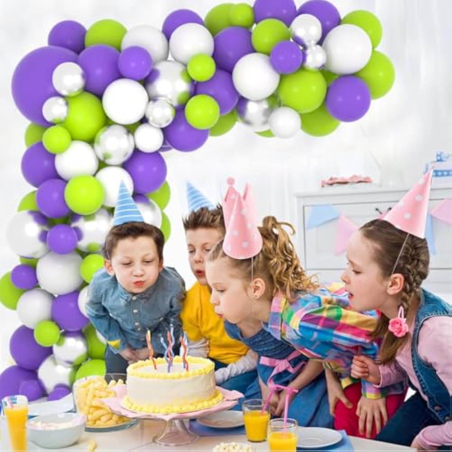 Lightyear World Balloon Garland Arch Kit - 122Pcs Green Purple White B