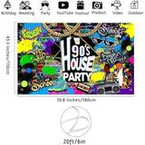 90s House Party Backdrop Hip Hop Graffiti Retro Radio Brick Wall Banner (6x3.6ft)