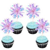 30 Pcs Foil Firework Cupcake Toppers Sparkle Tinsel Cupcake Picks Happy Birthday Cake Toppers Drink Stirrers Cocktail Food Fruit Toothpicks For Baby Shower Birthday Party Decorations Supplies Purple
