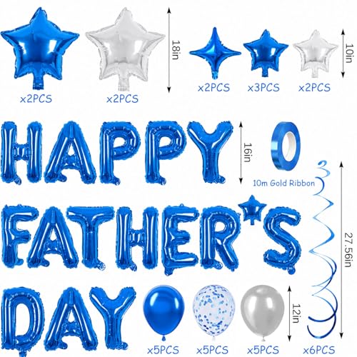 Happy Fathers Day Balloons Father's Day Banner for Father's Day Party Decorations (Fathers Day Blue)