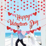 Happy Valentine'S Day Decorations Red Heart Banner Kit For Galentines Wedding Anniversary Birthday Party Supplies Home Window Décor