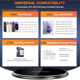 Wireless Charger Compatible With Iphone 16 15 14 13 12 11 Pro Max/Mini/Plus/Xr/X/8, 15W Max Fast Wireless Charging Pad Mat For Samsung Galaxy S23/S22/S21/S20/S10, Galaxy Buds