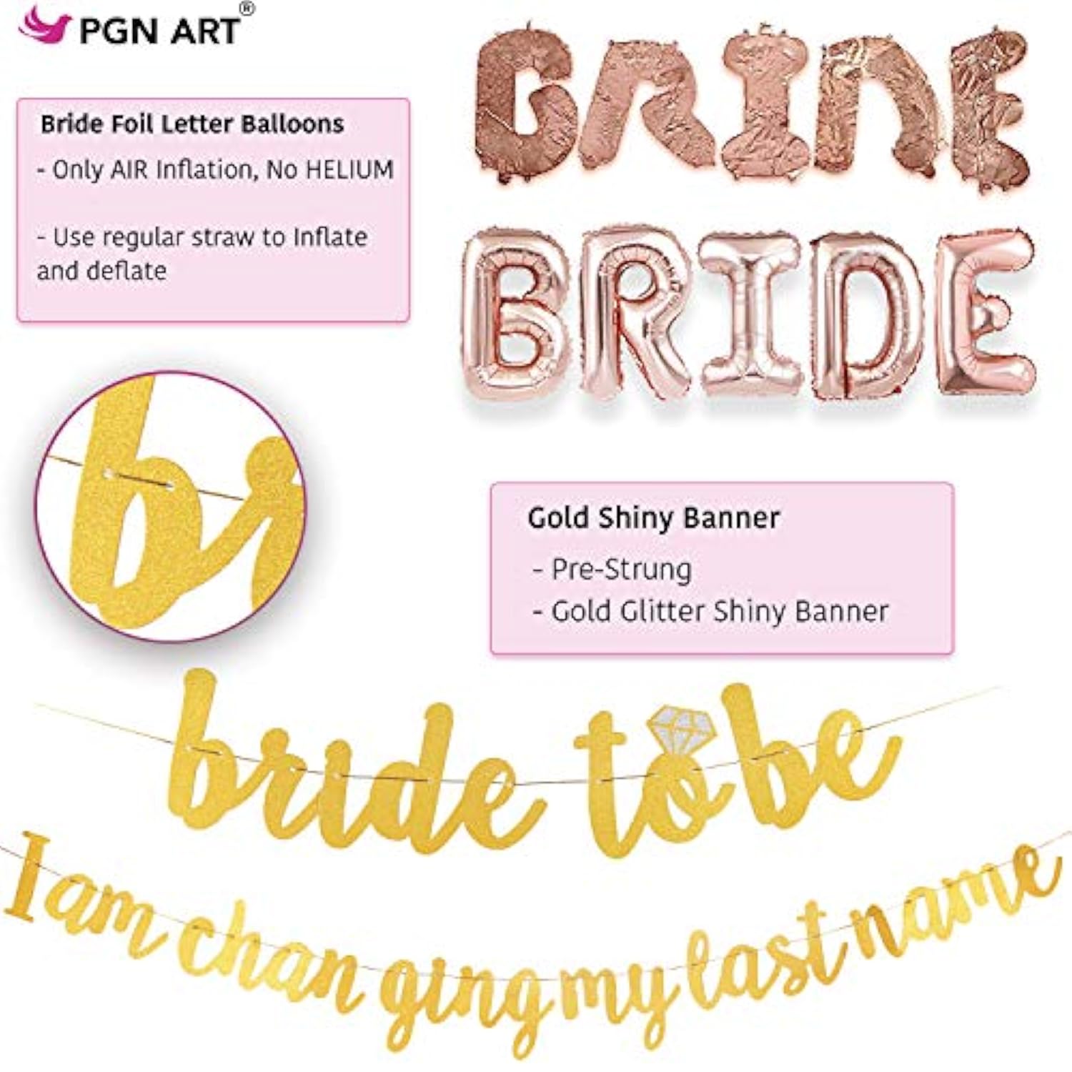75 Pcs Bridal Shower Decorations - Bride To Be Party Supplies Kit, Bachelorette Party Decorations With Rose Gold, Confetti & Pearl Balloons, Bride To Be Banner & Sash, Ring, Backdrop Garland Tassel