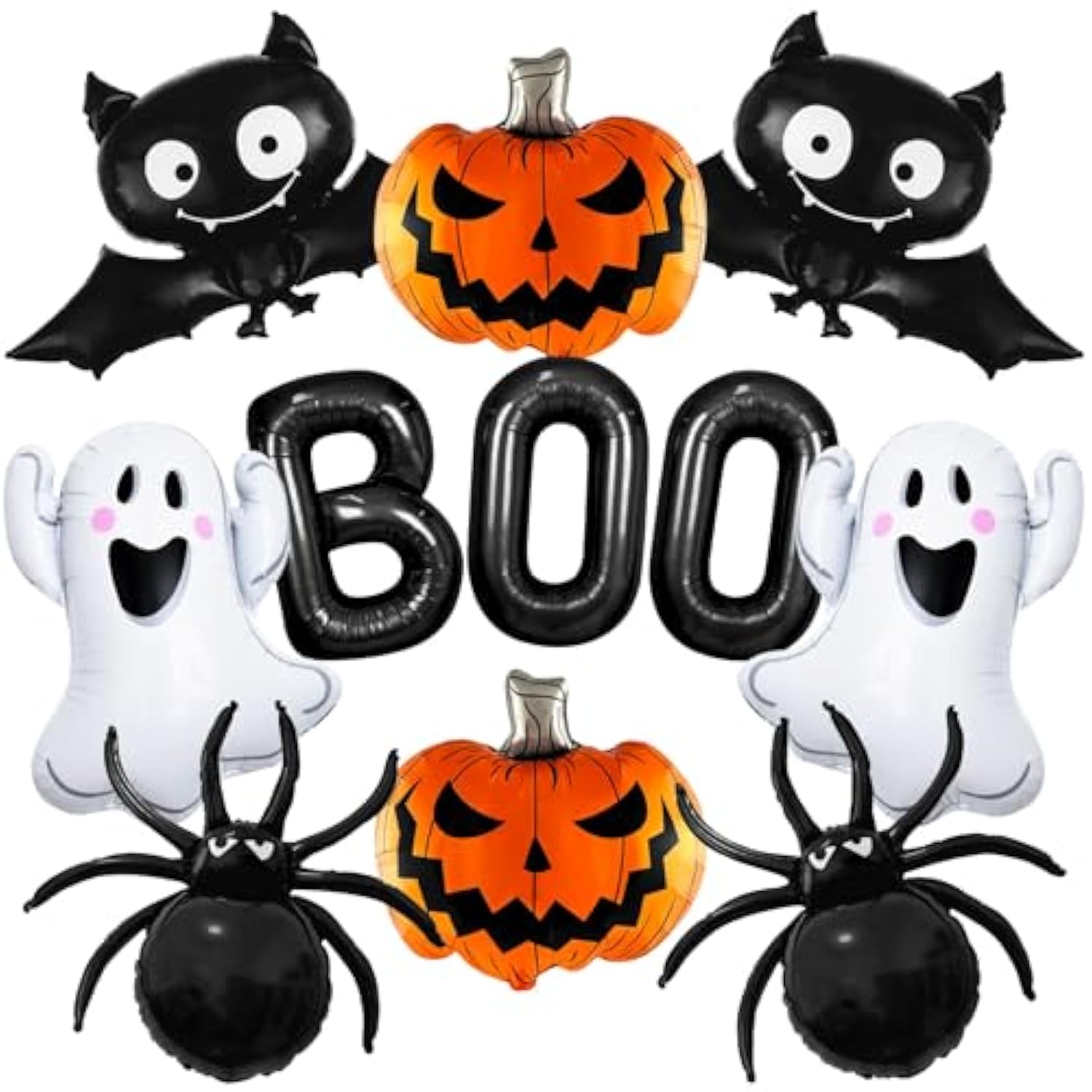 Halloween Balloon Set: Ghost, Bat, Spider, Pumpkin - Spooky Party Decor