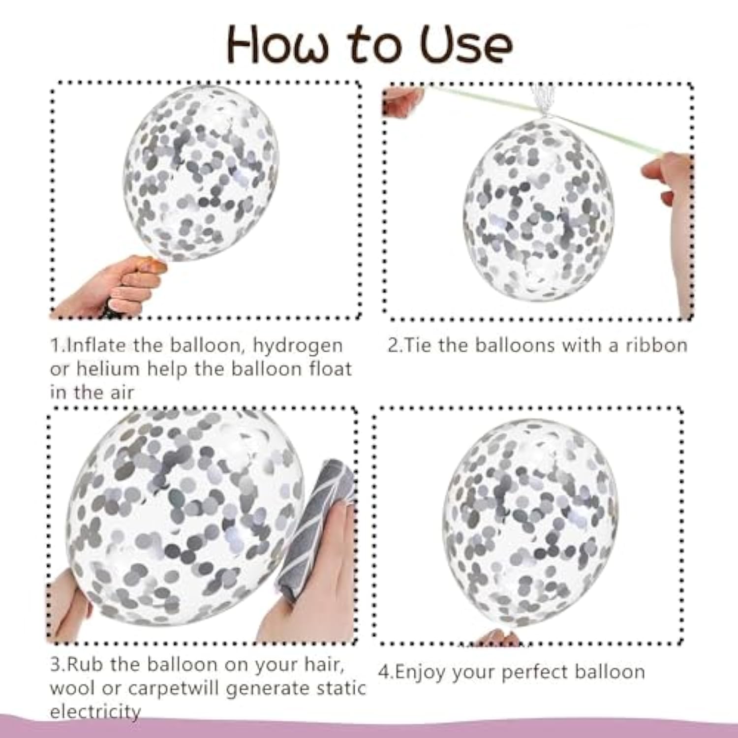 60 Pcs Black & Silver Balloons 12" Confetti Balloons for Birthday & Theme Parties