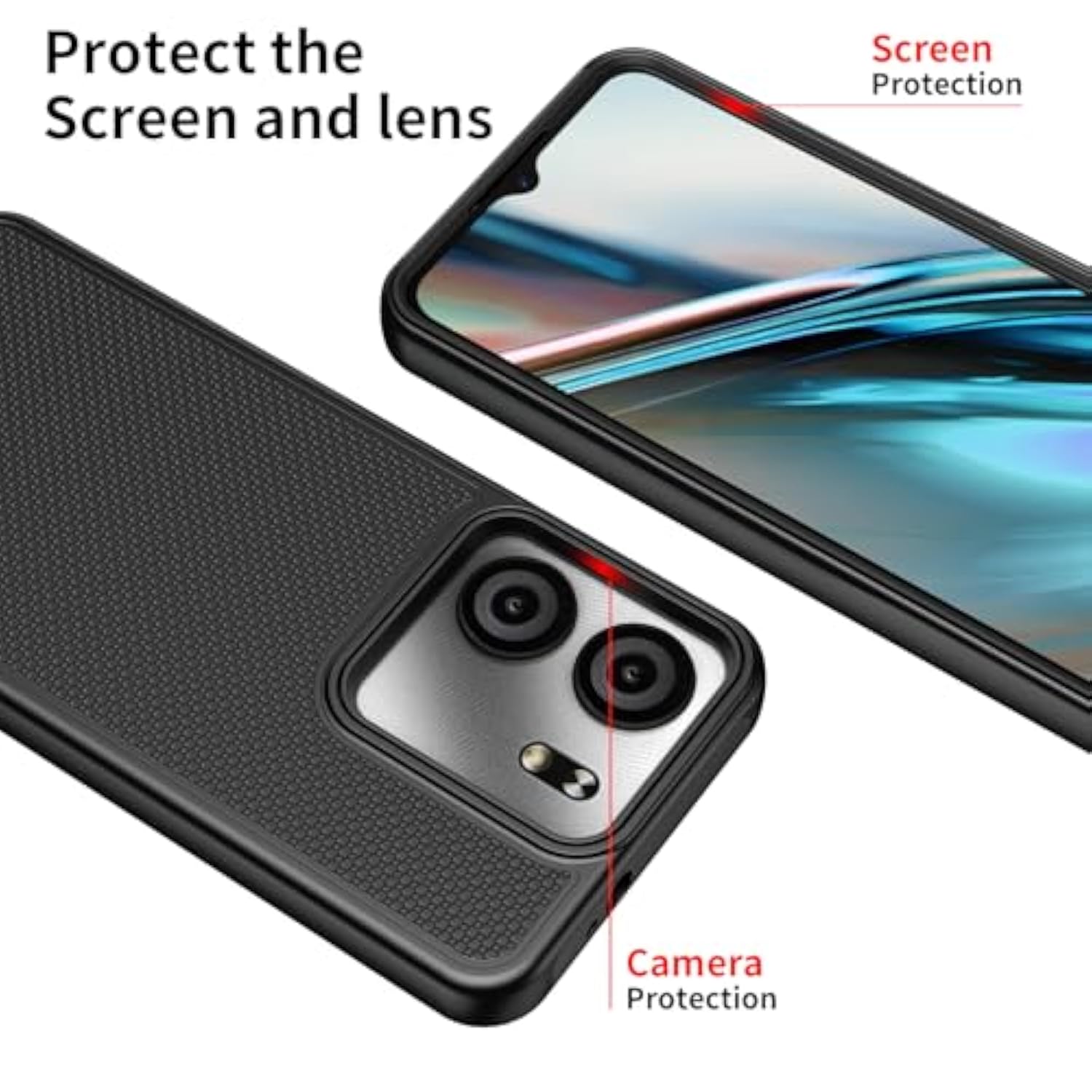 Blu View 5 Case with Tempered Glass Screen Protector Dual Layer Black