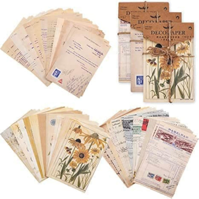 3 Sets(180Pcs) Retro Ephemera Pack Kraft Paper, Vintage Paper For Decoupage, S