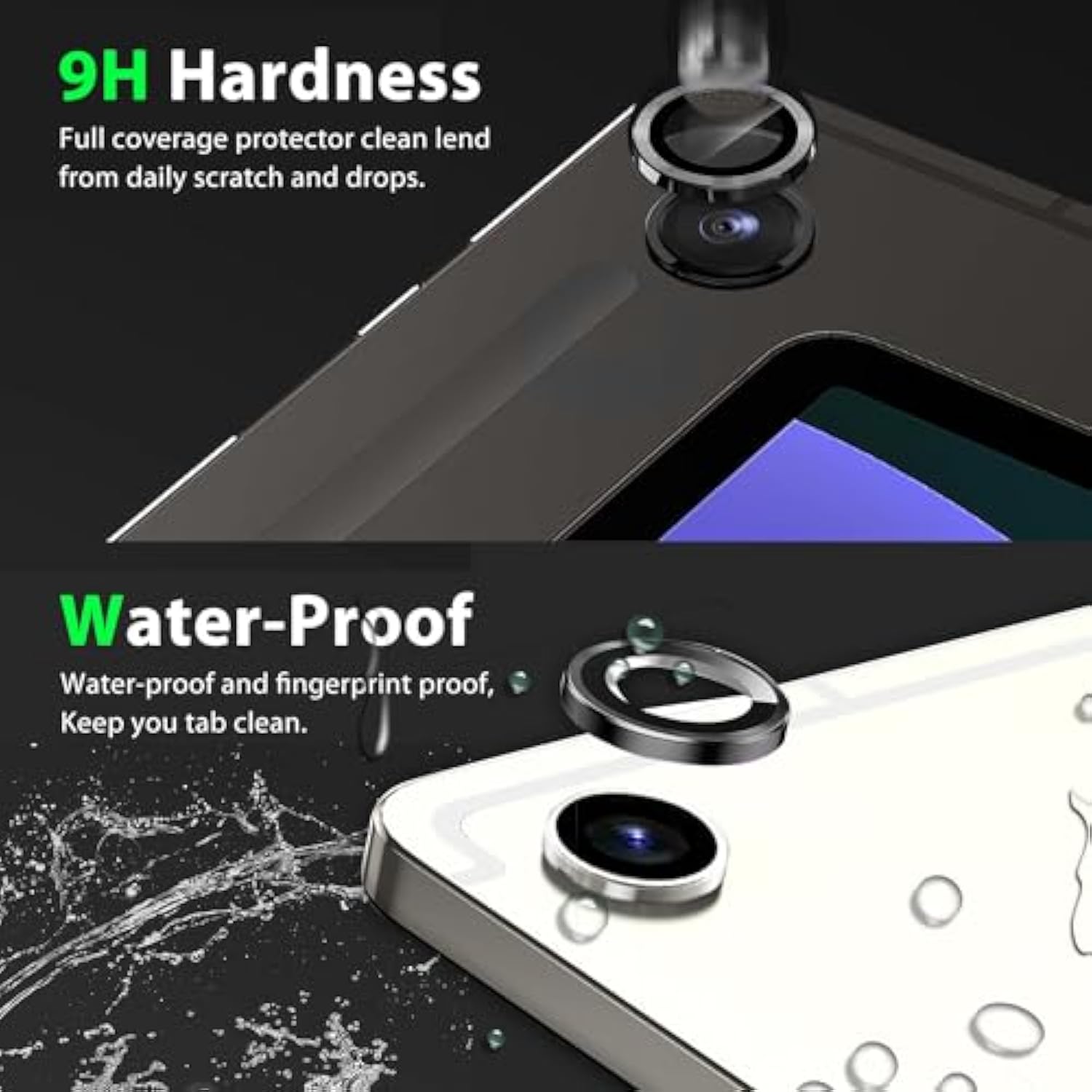 (2 Set For Samsung Galaxy Tab A9 Camera Lens Protector, Scratch-Resistant Hd Clarity Ultra-Thin 9H Tempered Glass With Aluminum Edging, Individual Metal Lens Cover (Black)