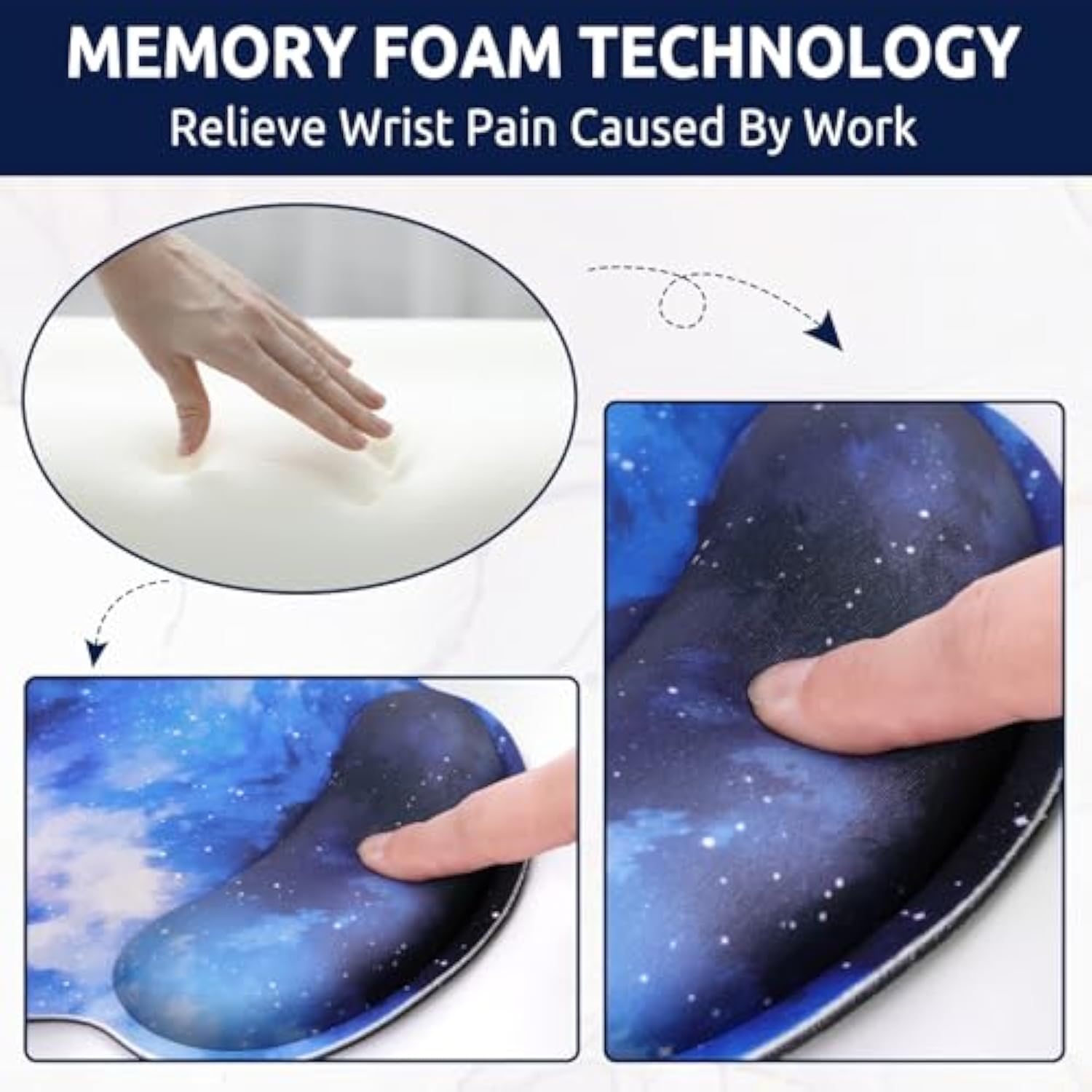 Mouse Pad With Gel Wrist Rest, Starry Sky Ergonomic Mousepad With Wrist Support, Smooth Surface And Non-Slip Pu Base, Portable Pain Relief Mousepad For Computer, Laptop, Office & Home