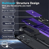 Compatible With Moto G Power 5G 2025 Case Built In Slide Camera Lens Cover+Screen Protector+Finger Ring Holder Kickstand,Heavy Duty Shockproof Full Body Protective Phone Cover,Purple