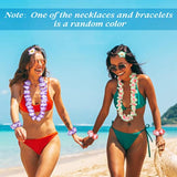 60Pcs Hawaiian Luau Leis Party Decorations Supplies Set - Tropical Tiki Flowers Necklaces + Bracelets + Hair Clips Bulk Summer Pool Birthday Decor Favors
