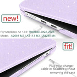 Compatible With Macbook Air 13.6 Inch Case M4 M3 M2 2025 2024 2023 2022 A3240 A3113 A2681, Glitter Bling Plastic Hard Shell & Keyboard Cover For Macbook Air M4 13 Inch Case, Star Purple