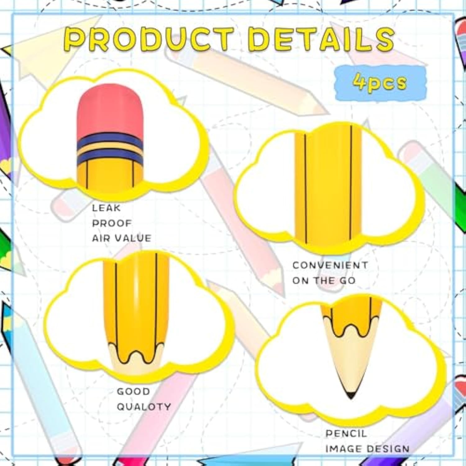 4 Pieces 44 Inch Giant Inflatable Pencils Balloon Back To School Dimensional Pencils Balloon Graduation Party Decoration For Back To School Classroom Garden Room Birthday Party Decorations