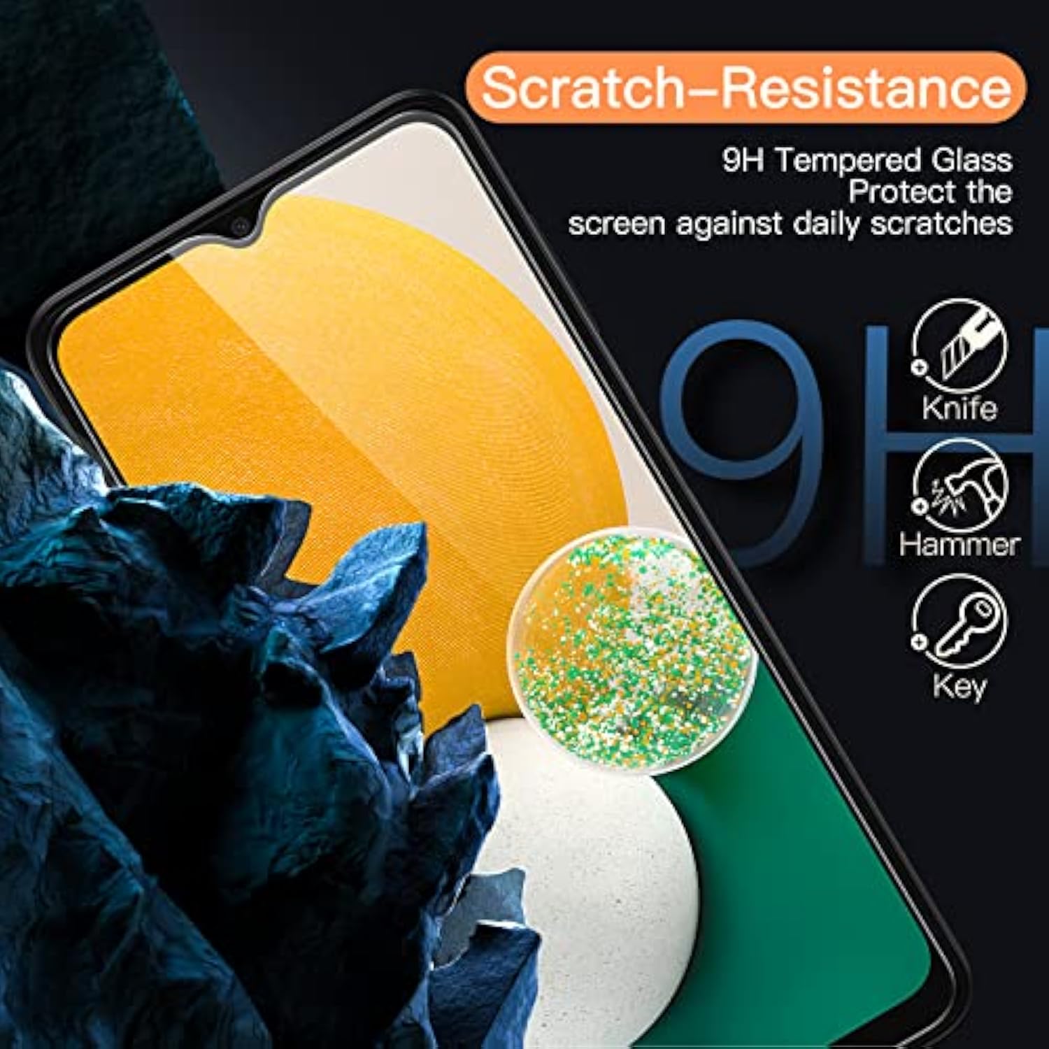 JETech Screen Protector for Samsung Galaxy A13 / A13 5G/ A12, 9H Tempered Glass Film, Anti-Scratch, HD Clear, 3-Pack